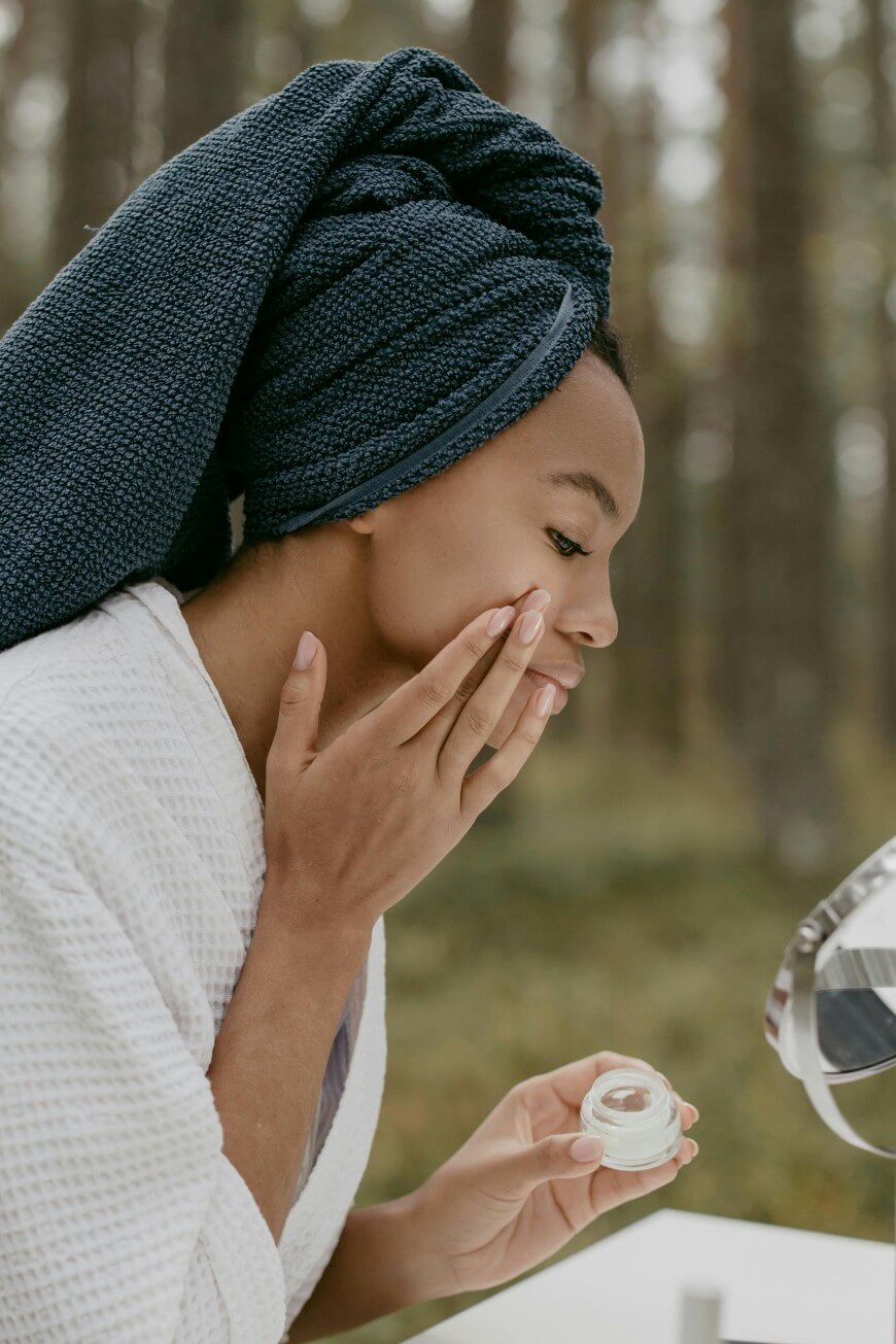 woman using skincare