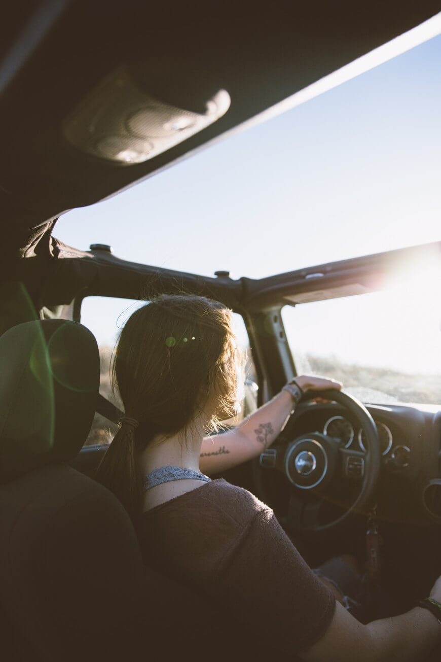 girl driving a jeep