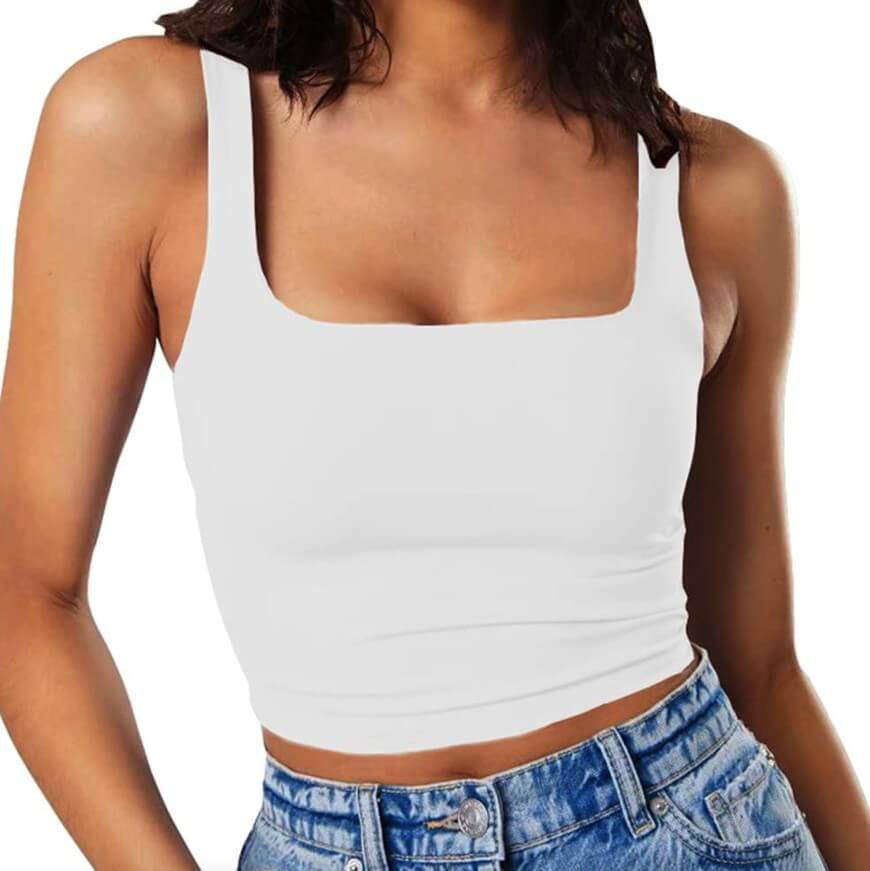 white cropped tank top