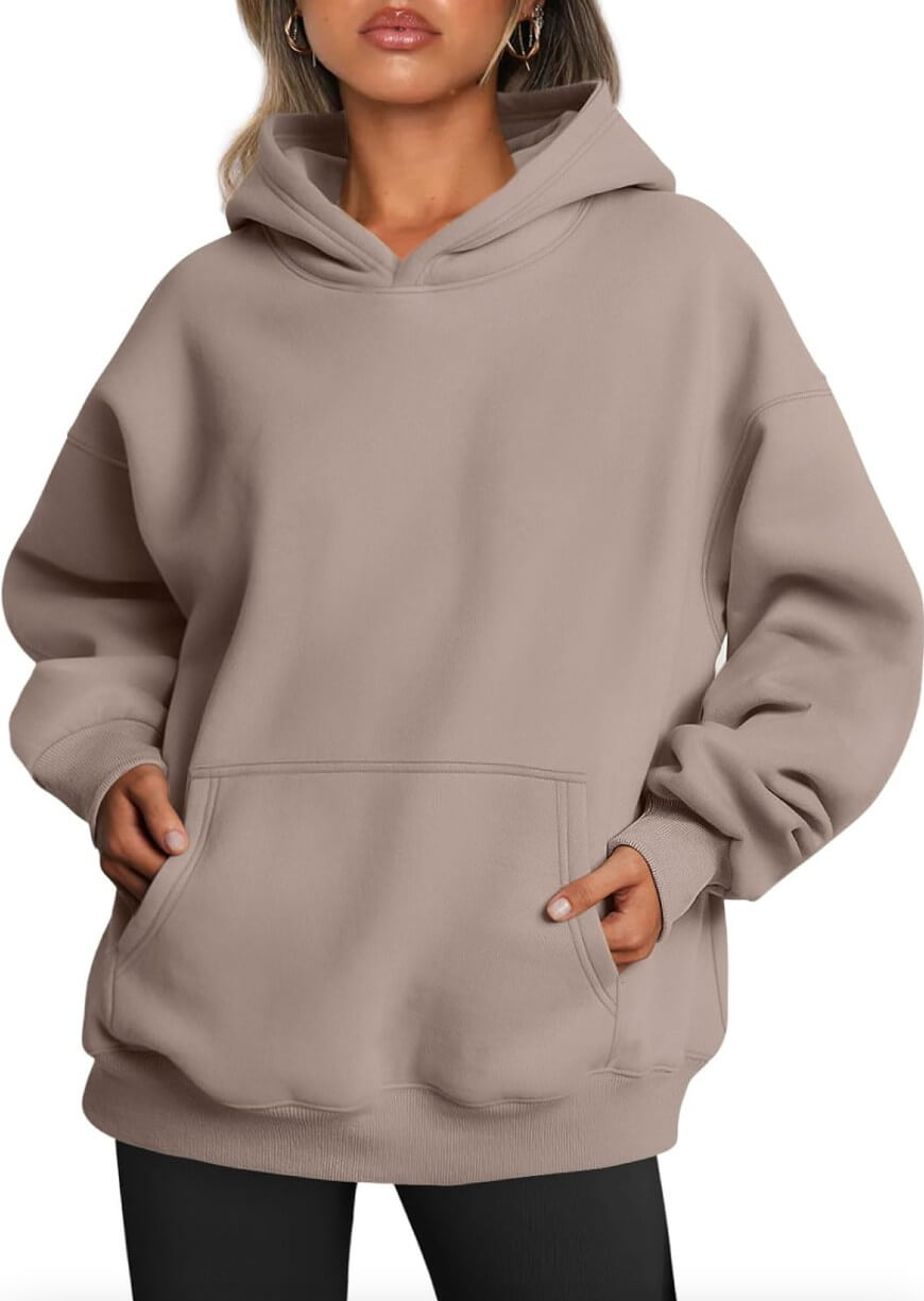 taupe thick hoodie top