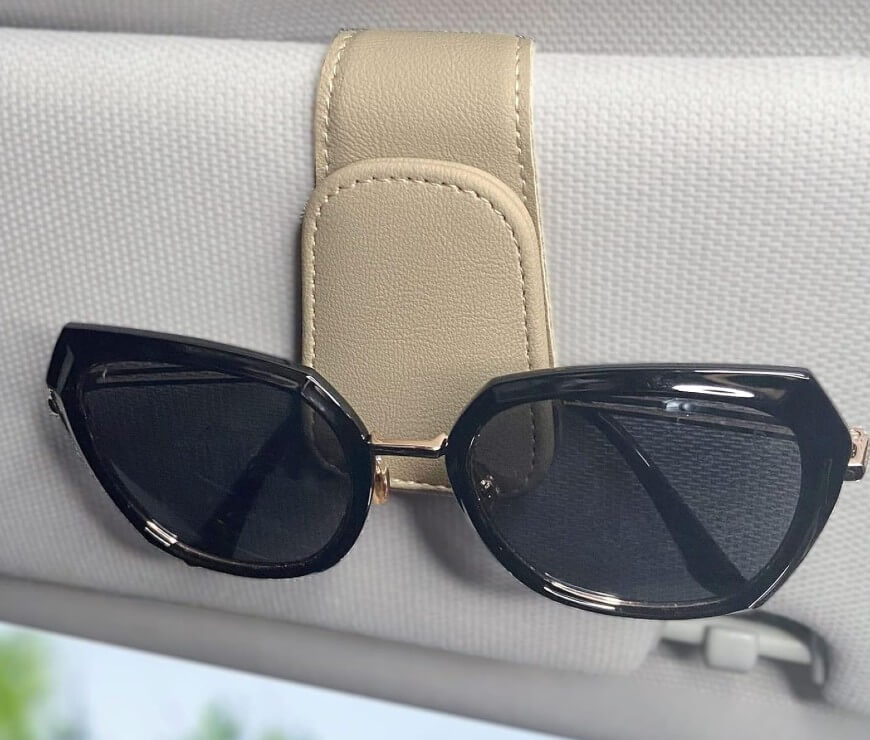 sunglasses on car visor