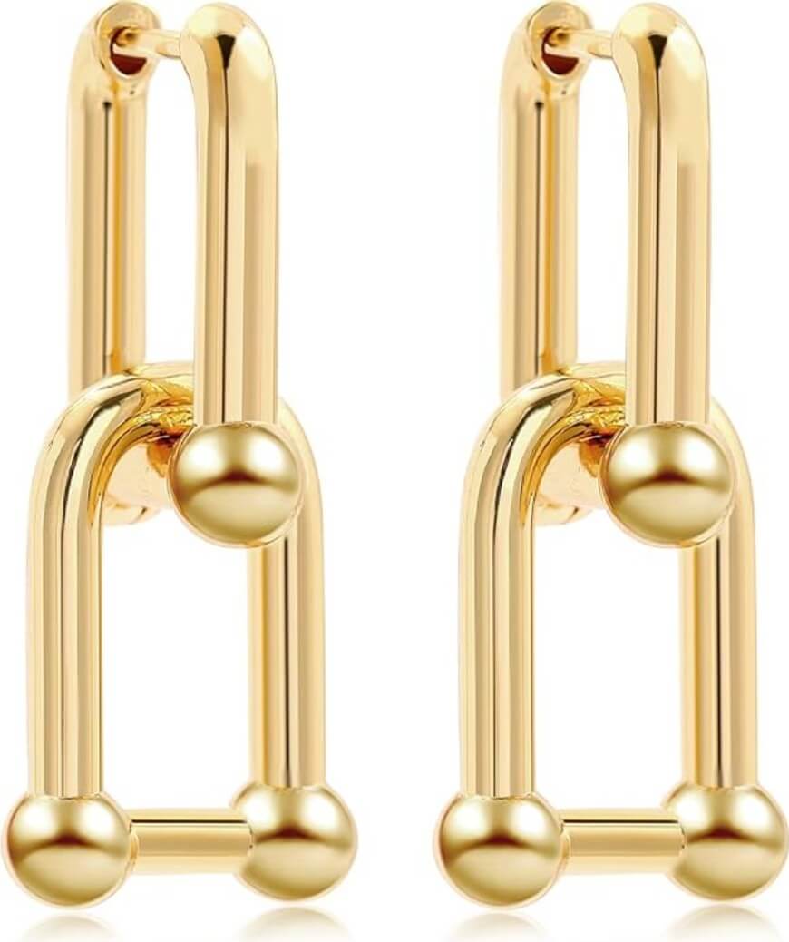 gold link earrings