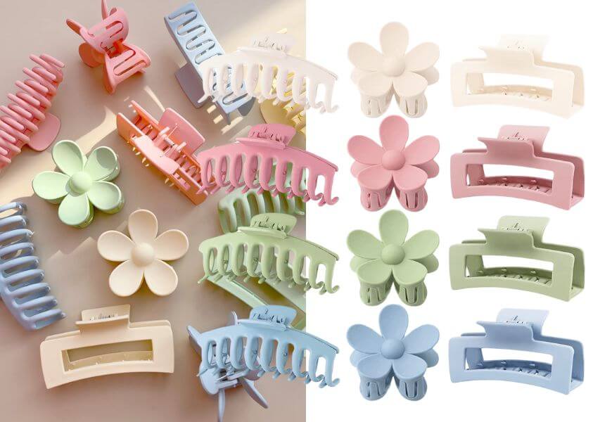 claw clips in pastel shades