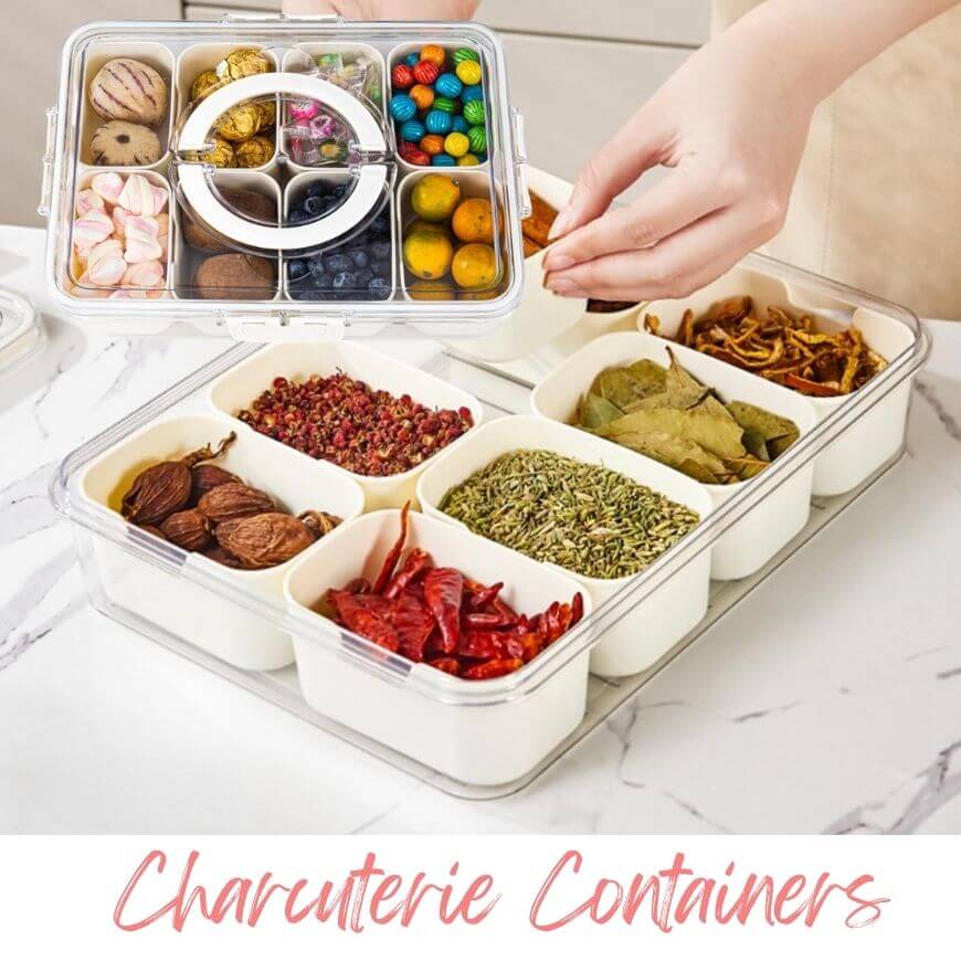 charcuterie containers with food in