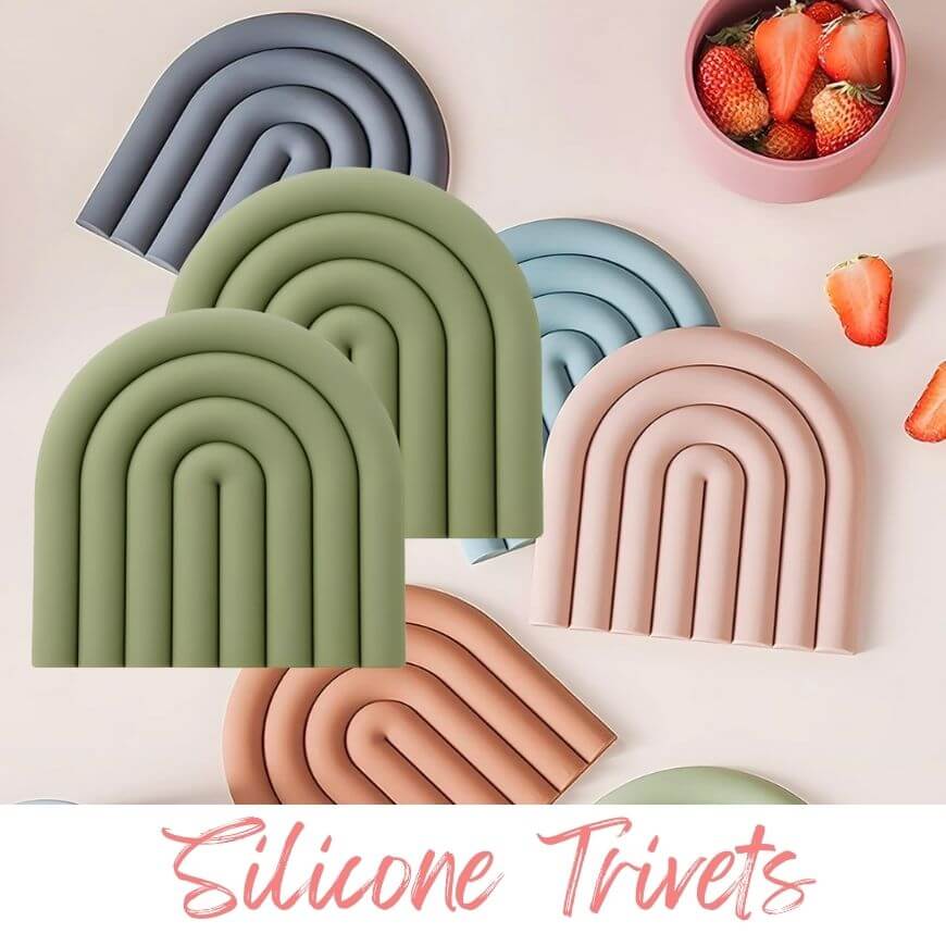 silicone trivets in different colors
