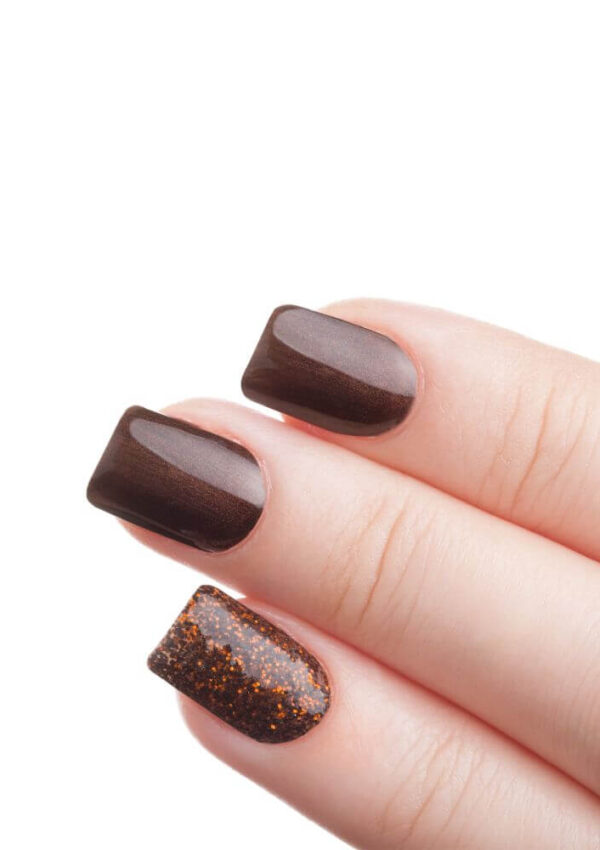 brown and copper glitter nails