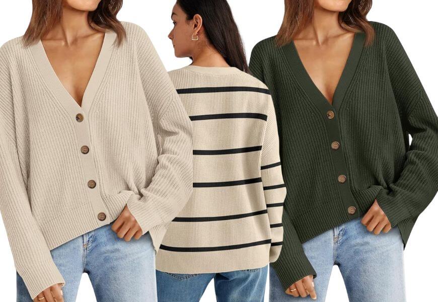 V neck cardigans amazon