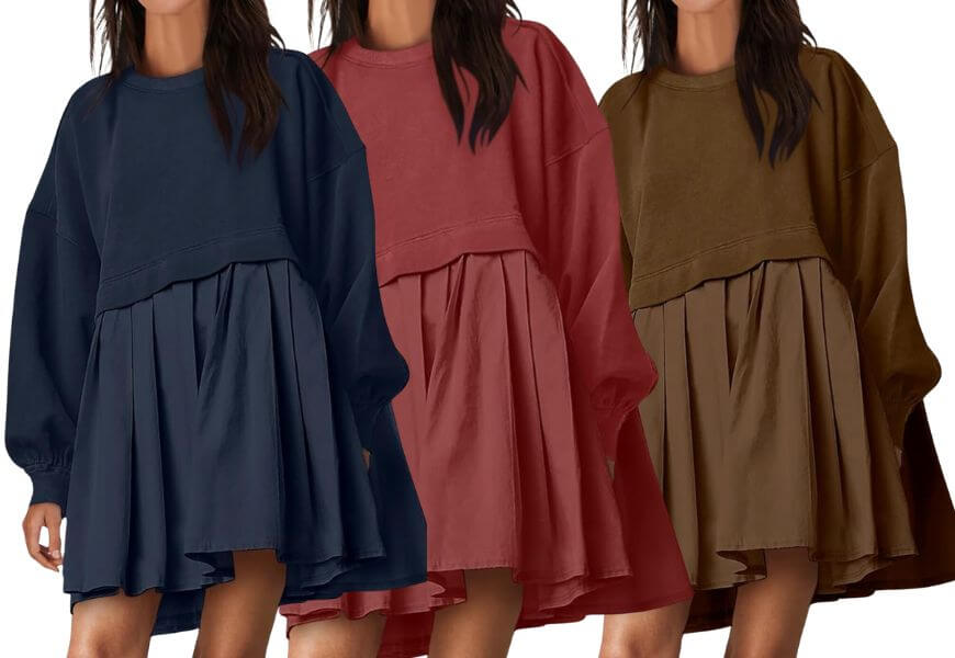 pleated hem sweater