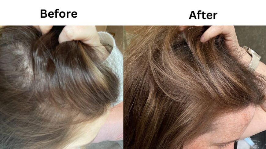 before and after photos of vegamour hair system