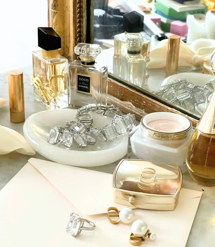 vanity unit with cosmetics
