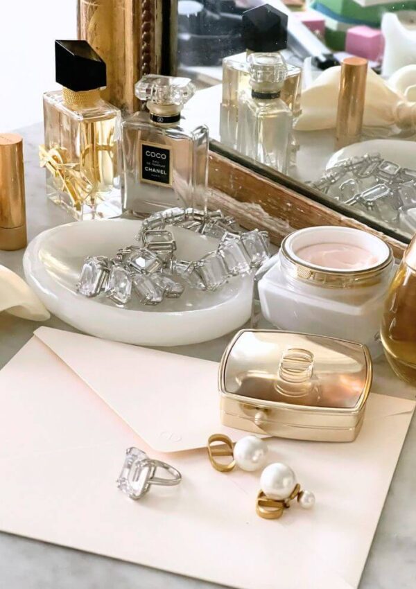 perfumes on a vanity