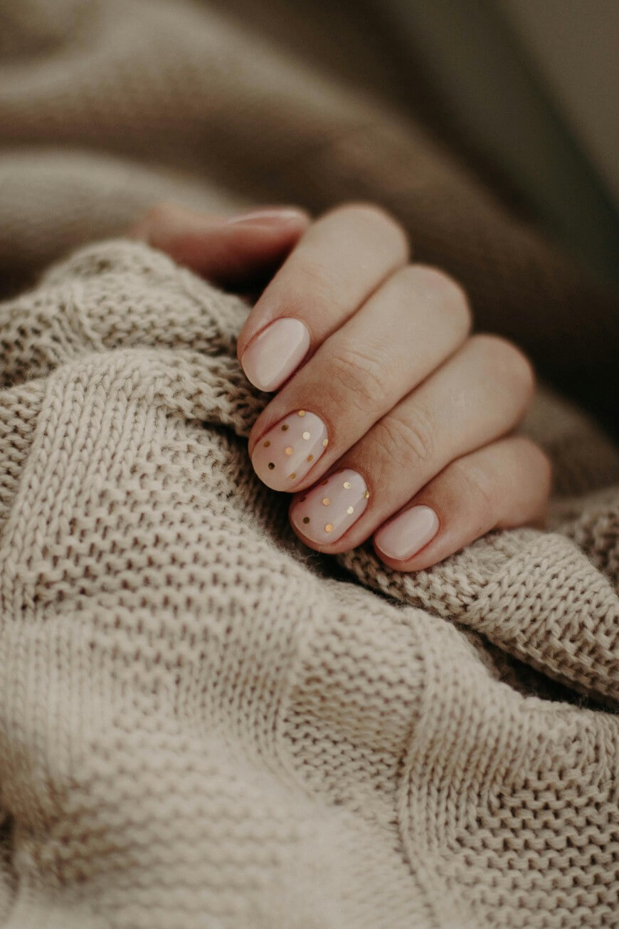 gold dot thanksgiving nails