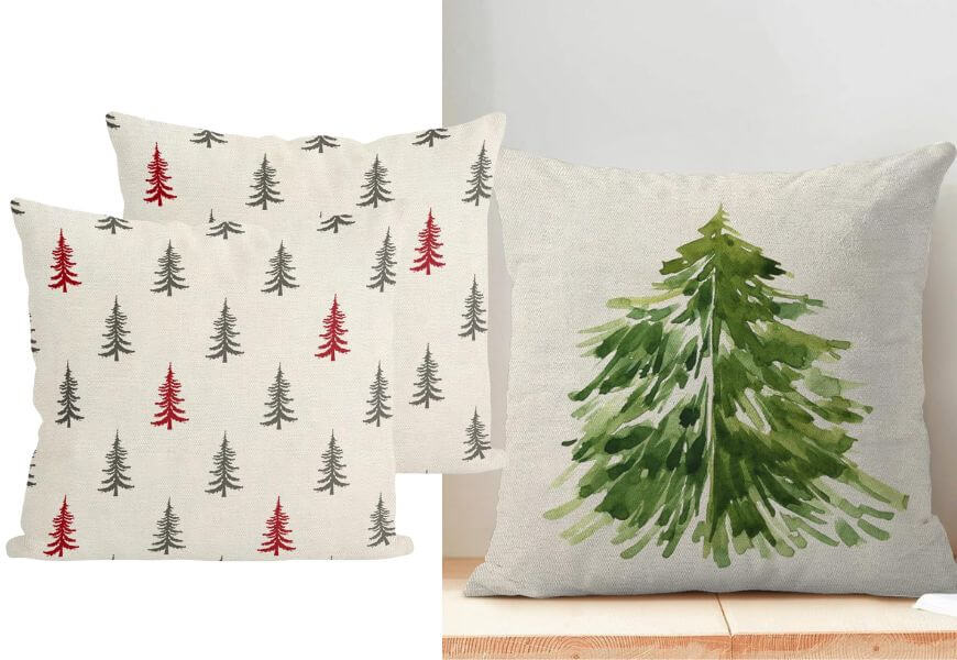 christmas tree print cushions