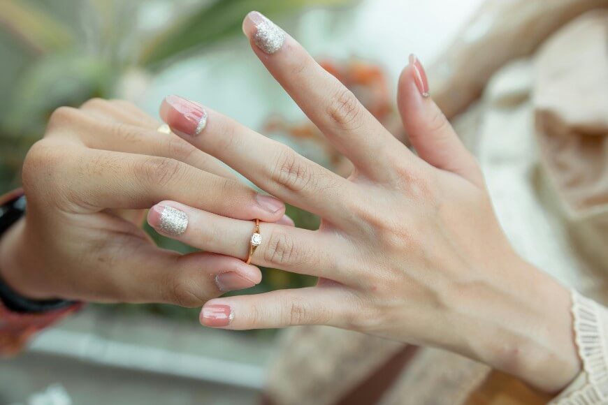 silver and pink nude nails