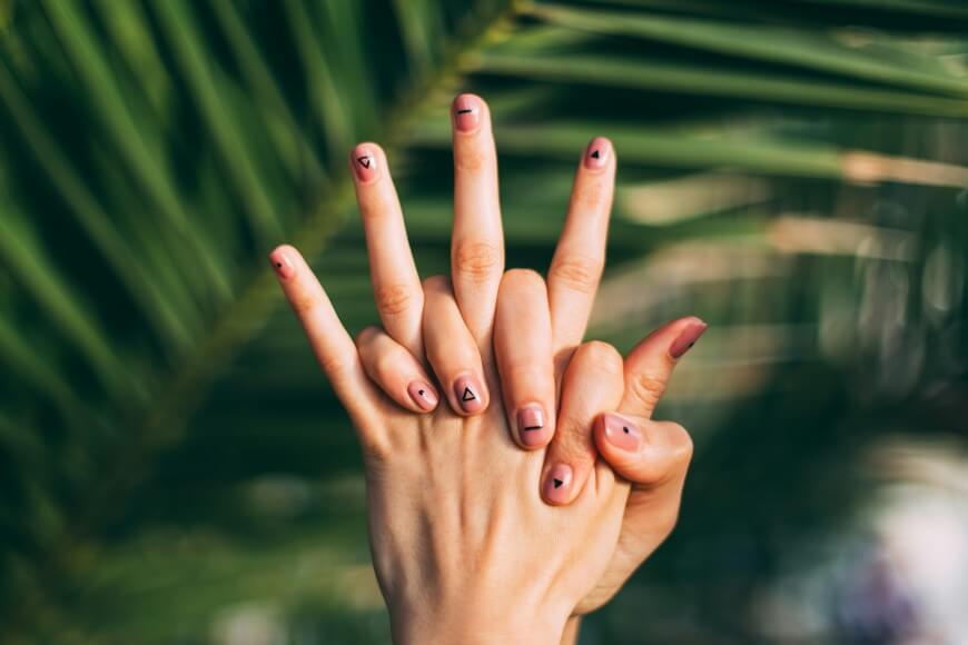 pink and black minimalist nails