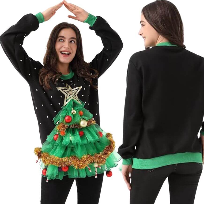 3d christmas tree sweater