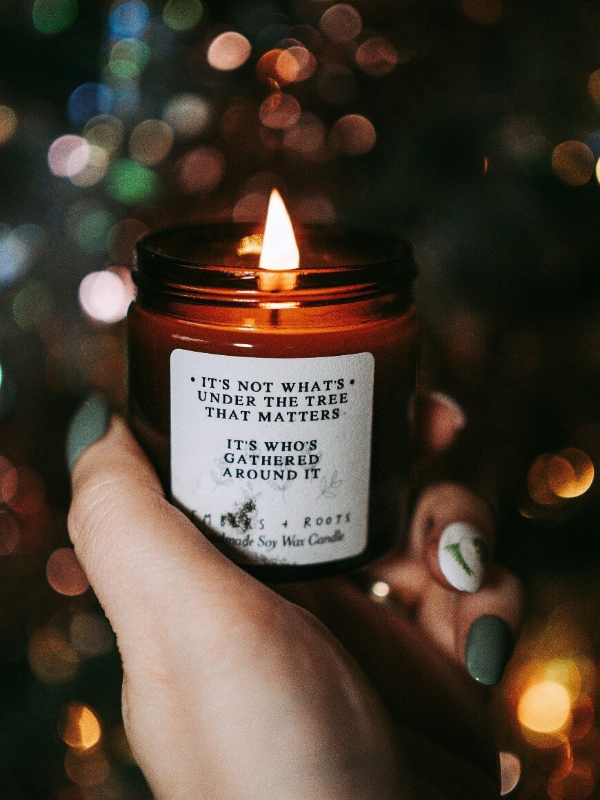 cute christmas nails with candle