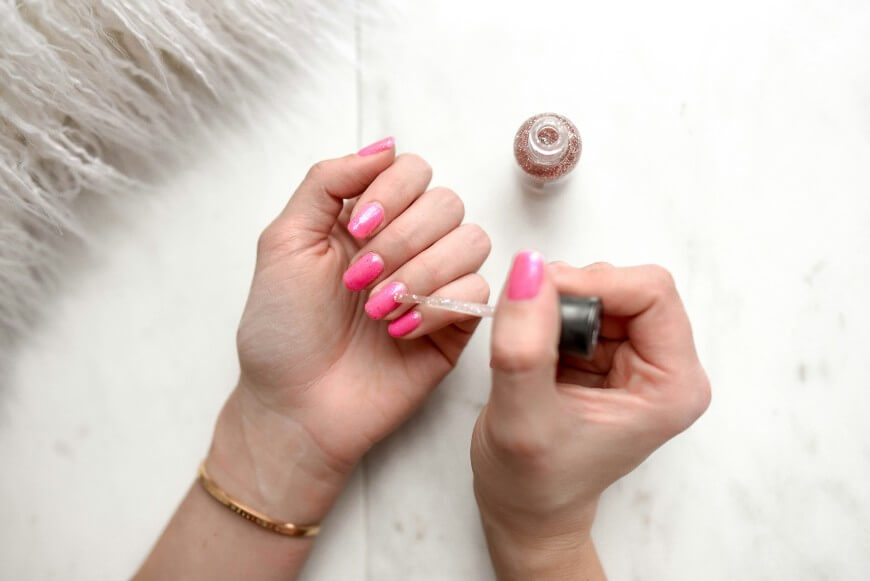 pink glitter nail polish