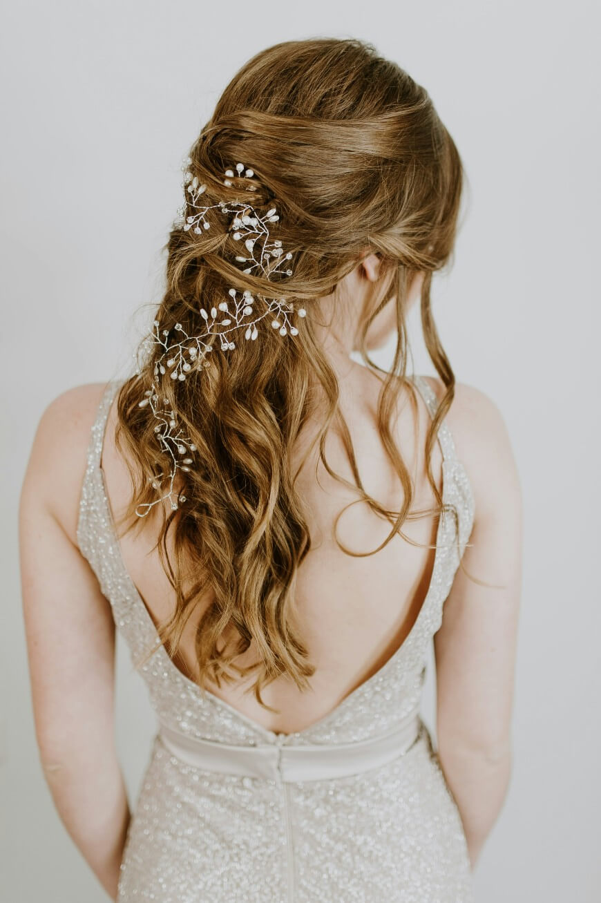 bridesmaid with hair half up