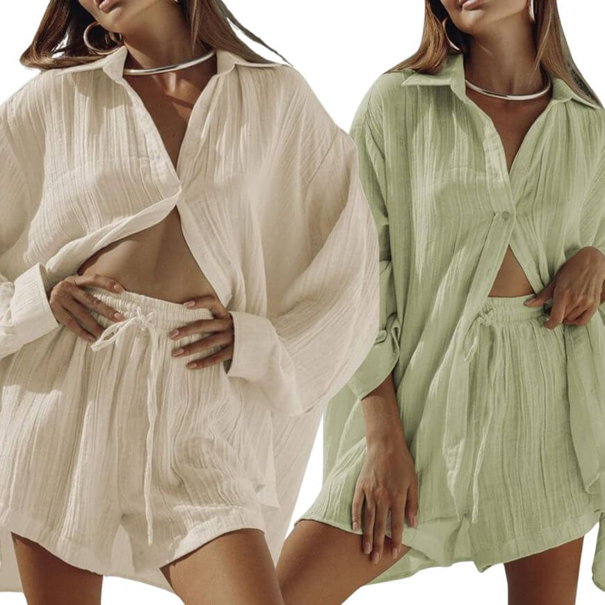 cute linen two piece set