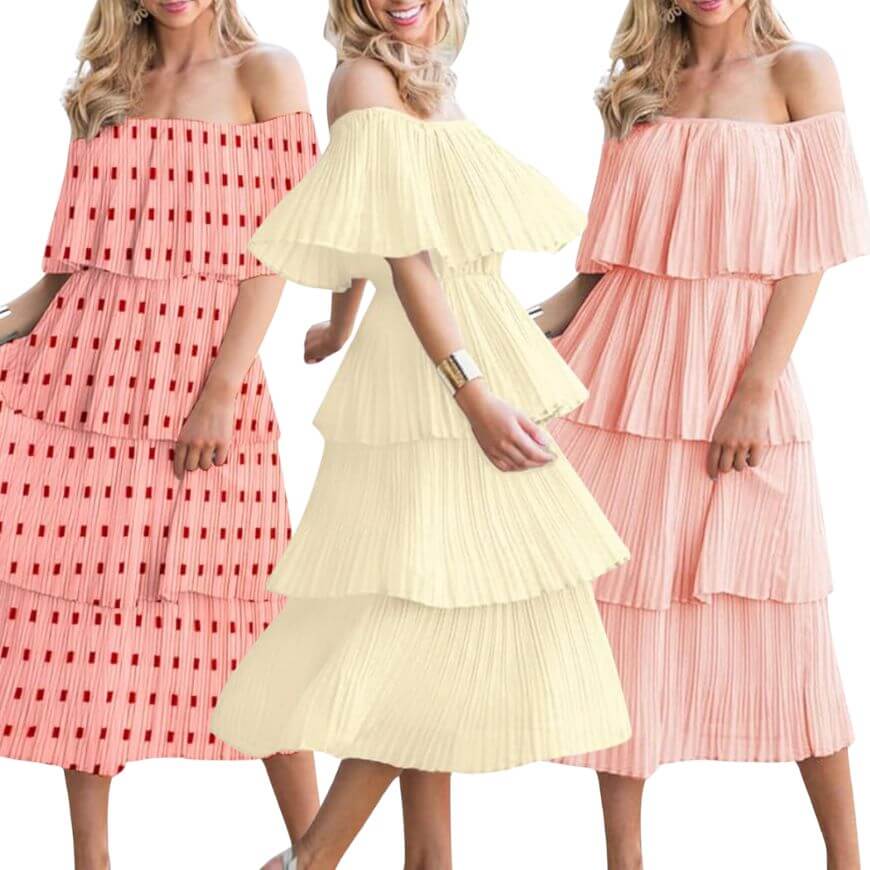 off shoulder spring wedding guest dress