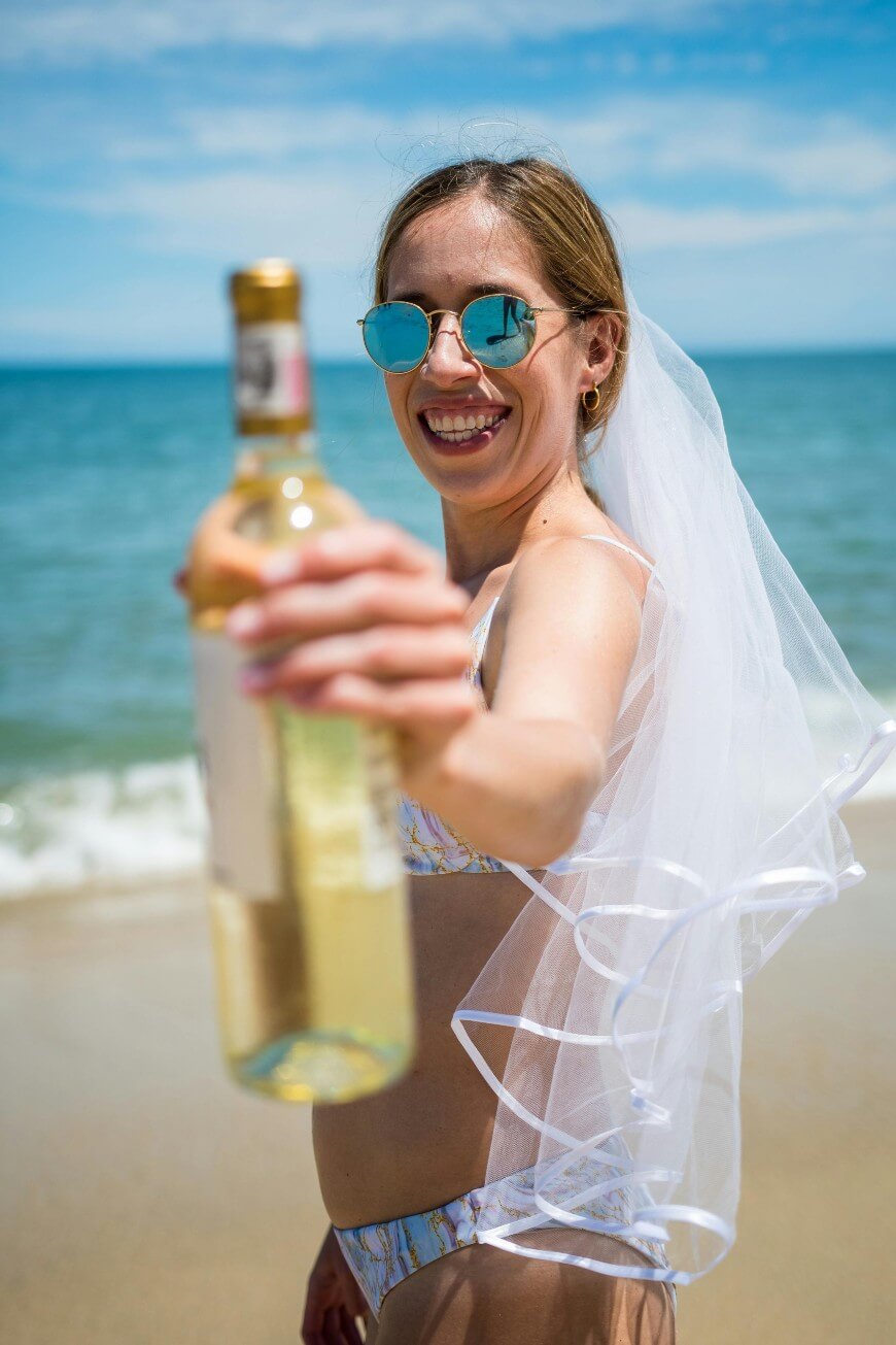 bride to be on beach