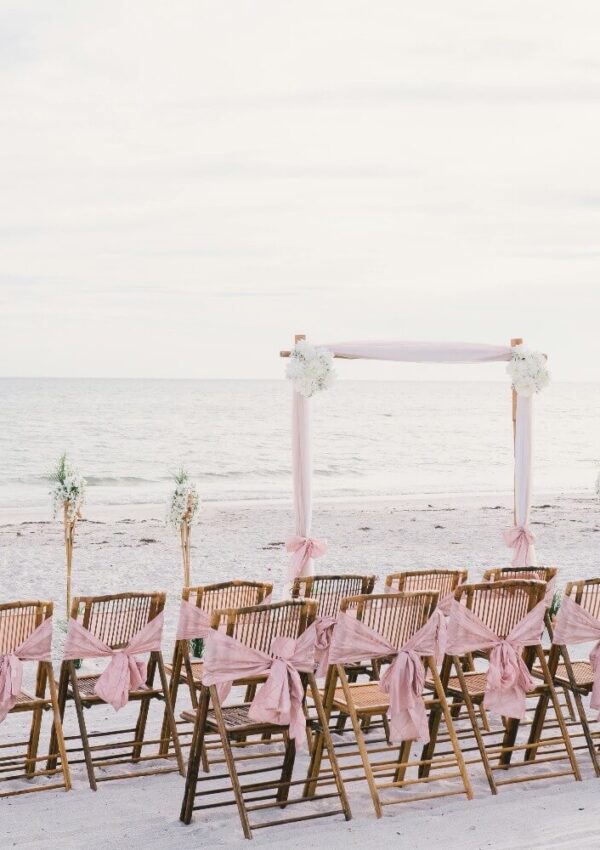 pretty pink beach wedding decor