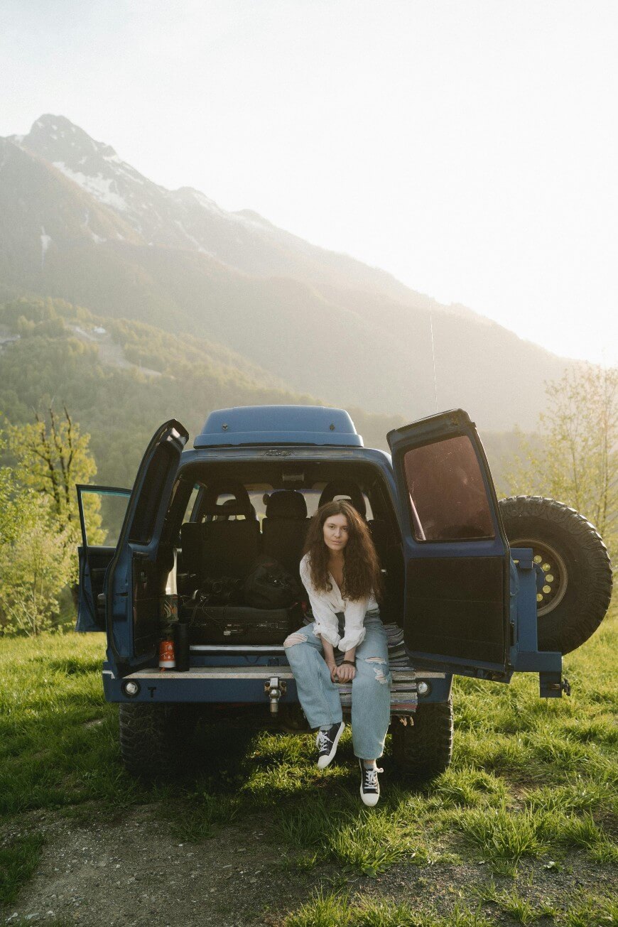 woman in van