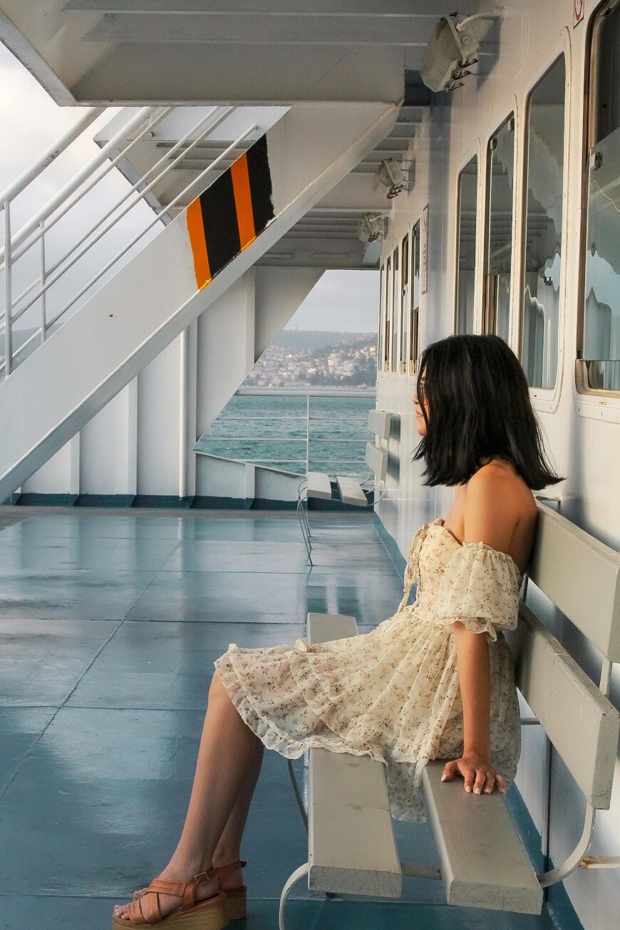 girl on a cruise liner in the sun