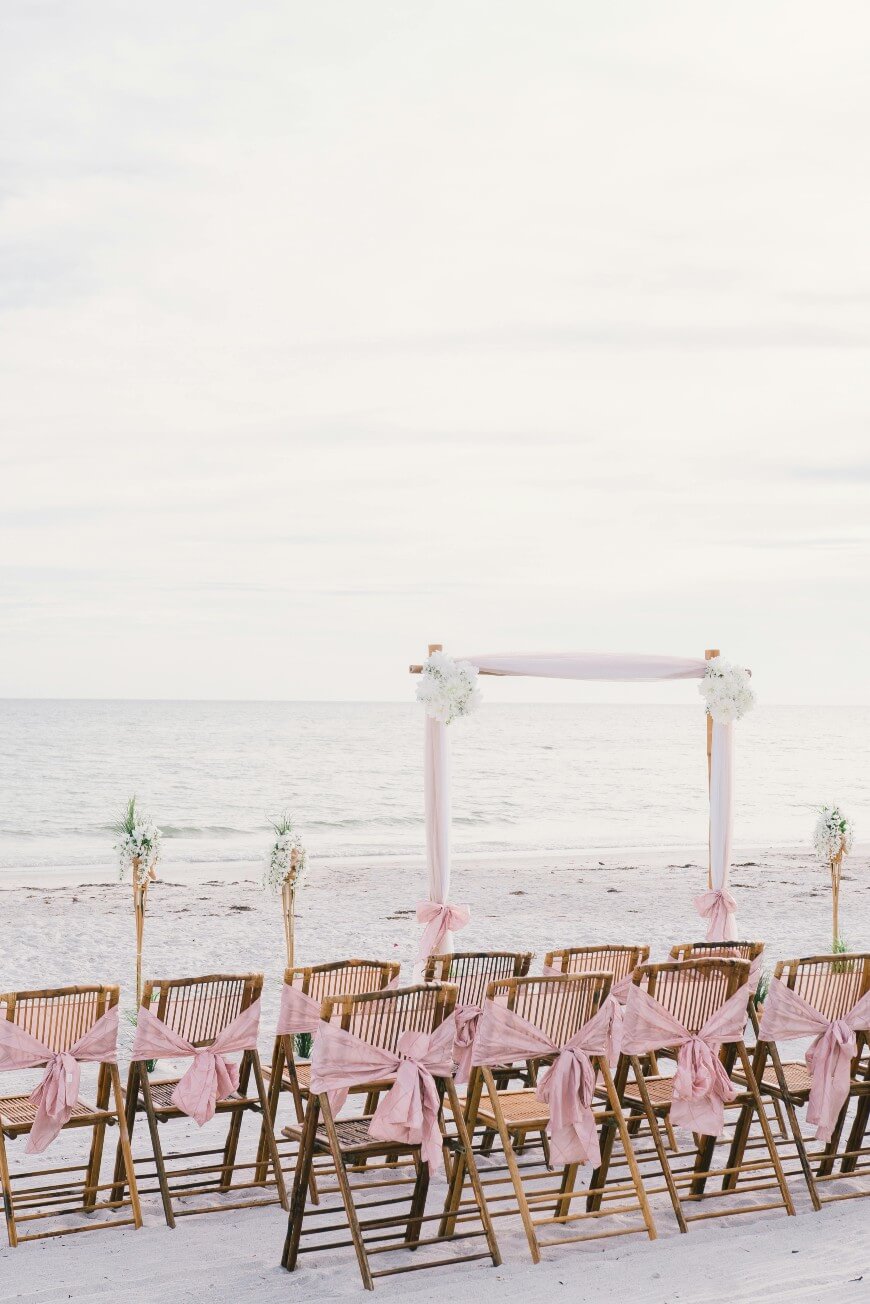 pink beach wedding decor