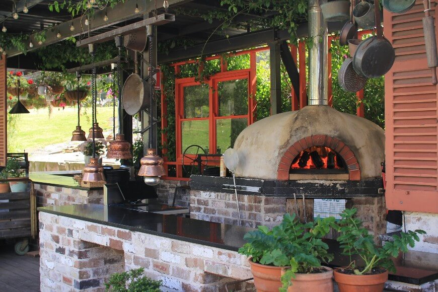 brick backyard kitchen
