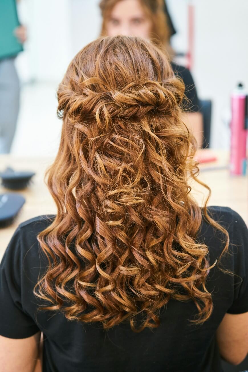 curly hair half up half down