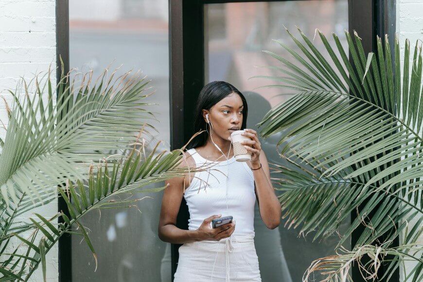 sipping coffee on a summer morning