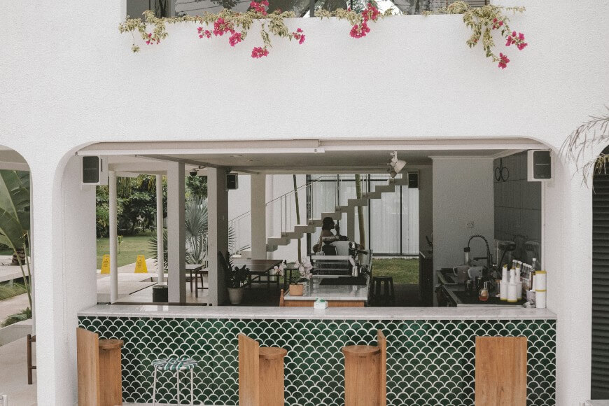 tiled outdoor kitchen area