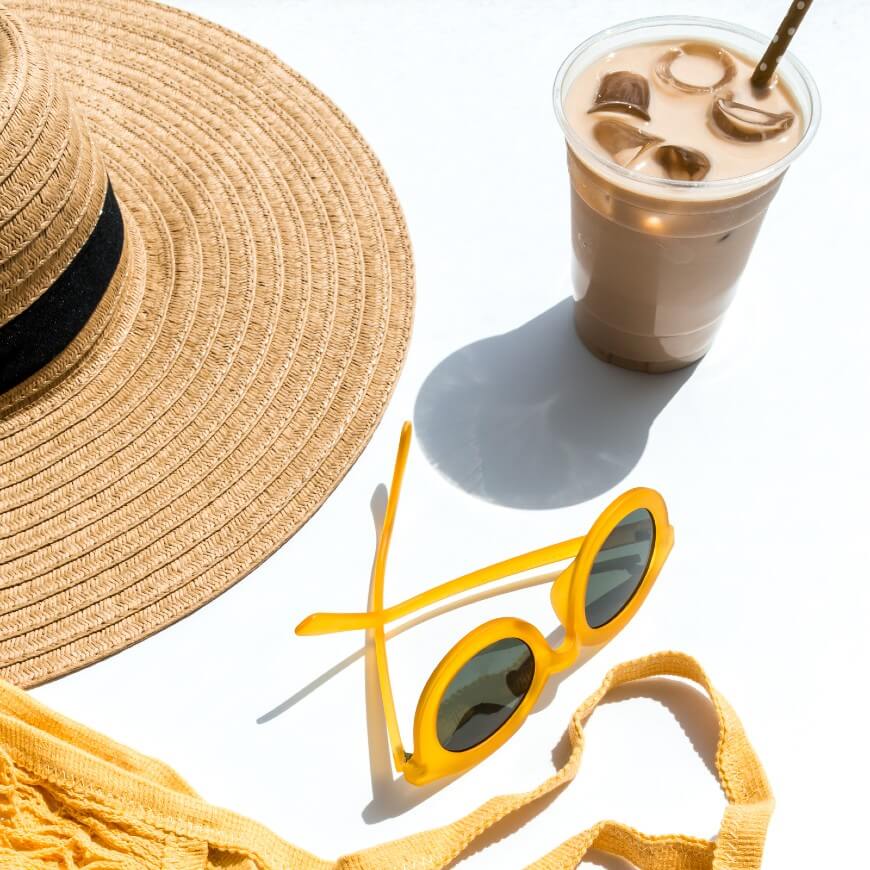 summer sunglasses and coffee