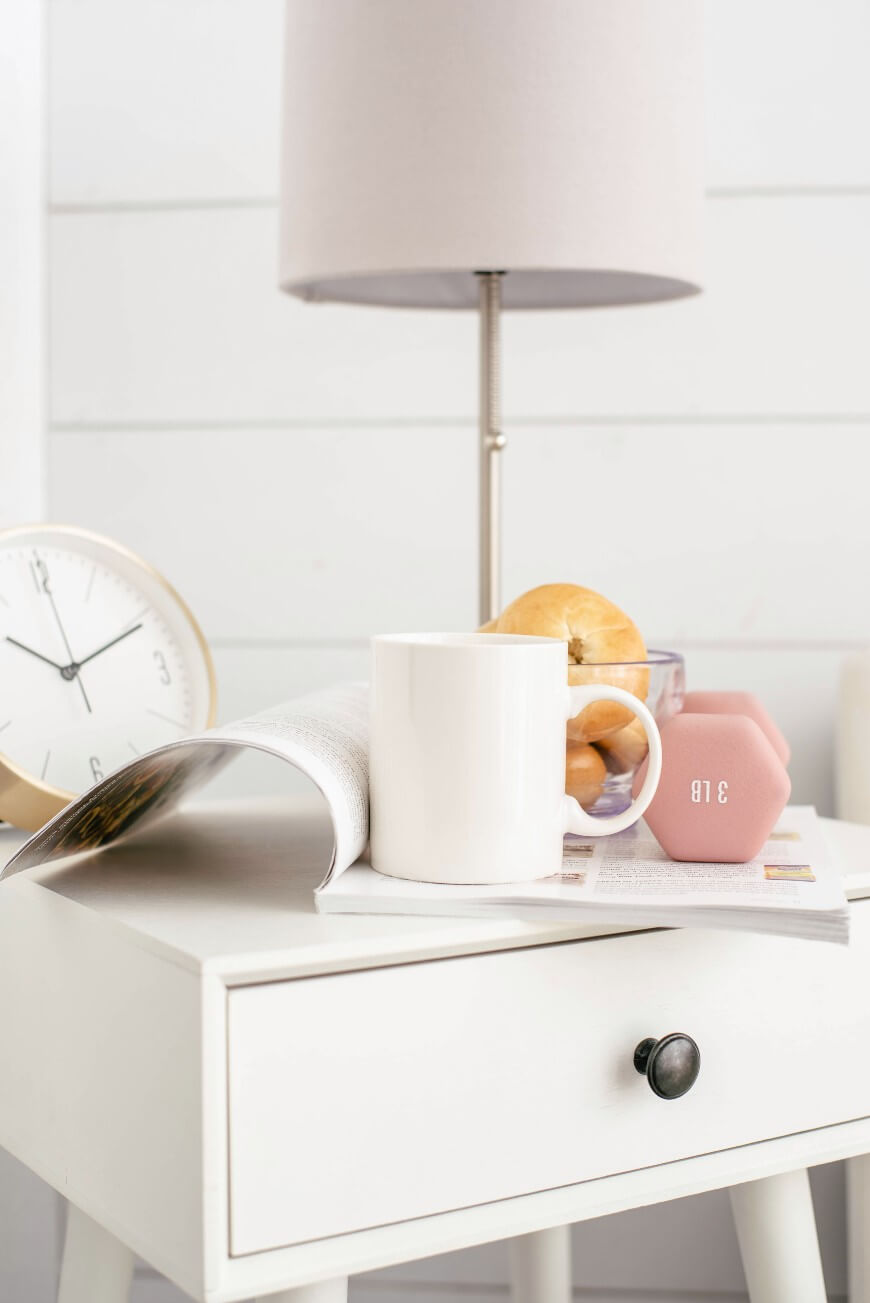 summer morning bedside table