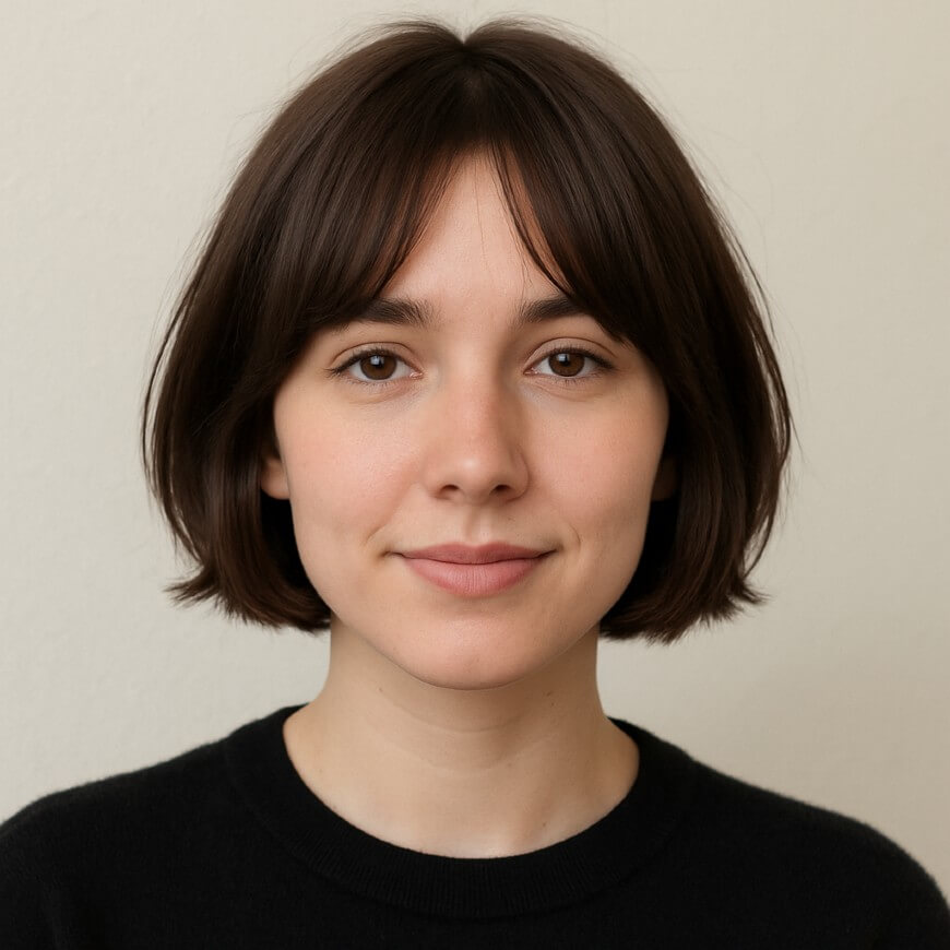 short dark hair with bangs