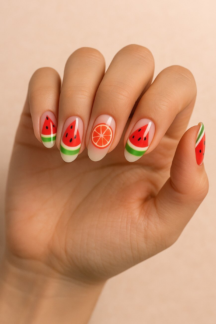 fruit theme nail designs