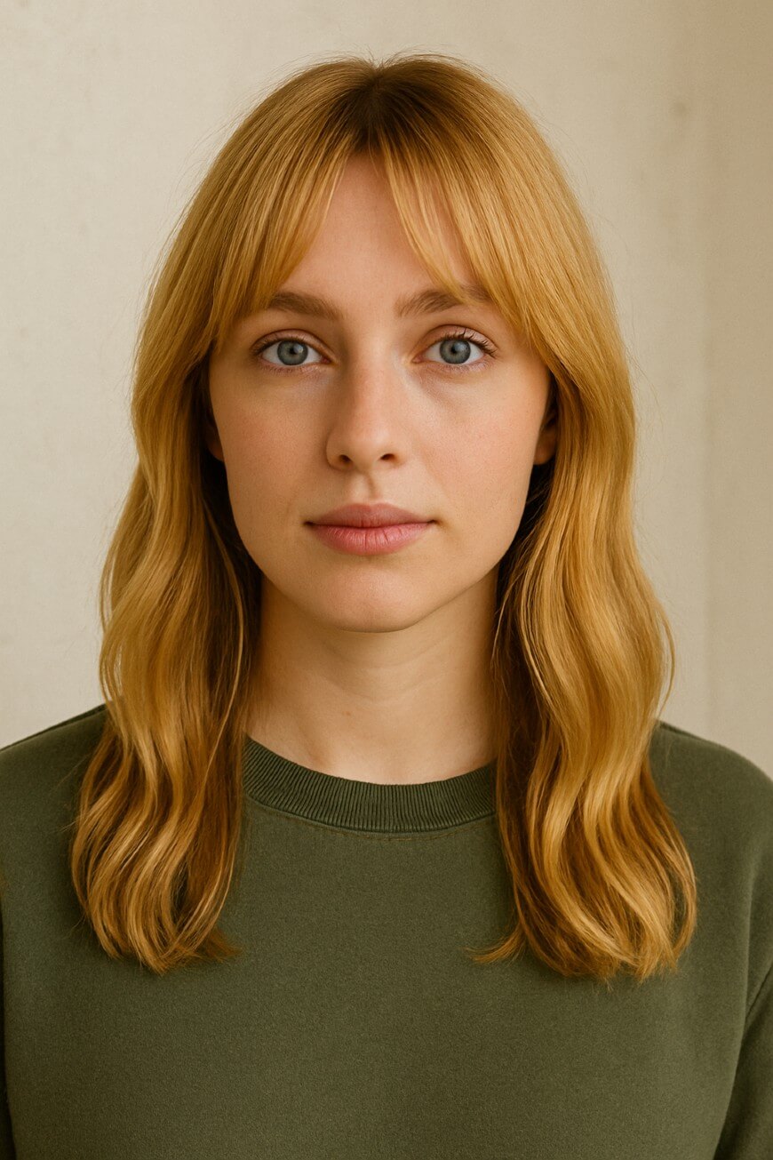 medium hair with curtain bangs