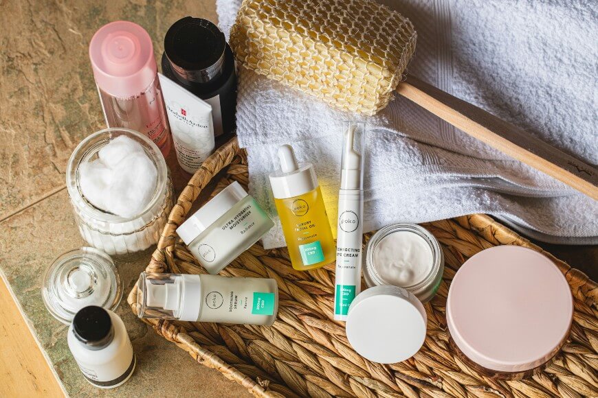 vanity with beauty products