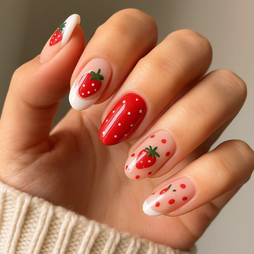 cute strawberry nails