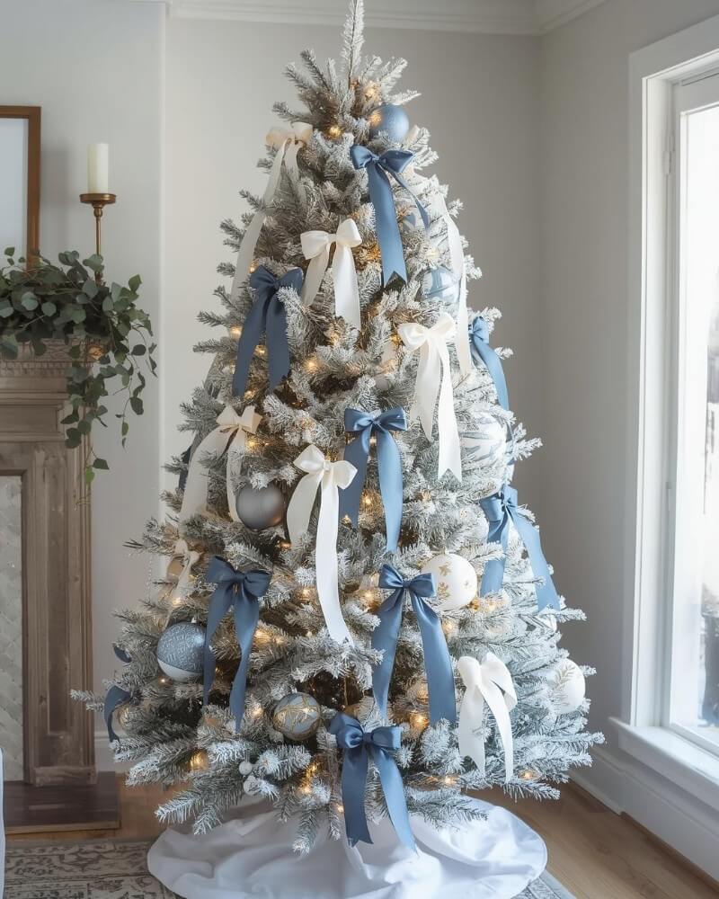 25+ Prettiest Blue and White Christmas Tree Ideas