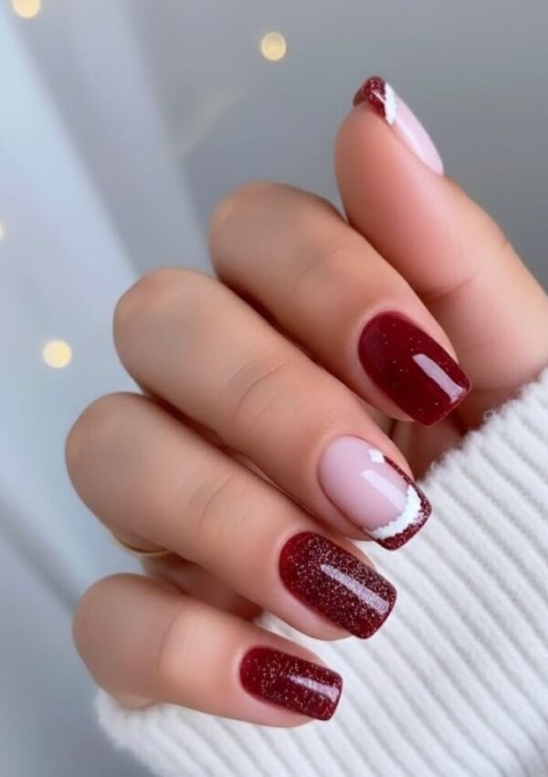25+ Classy Burgundy Christmas Nails That Feel So Luxe