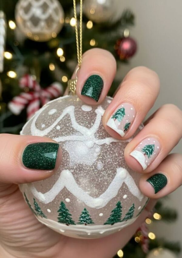 25 Cutest Christmas Tree Nail Designs to Try