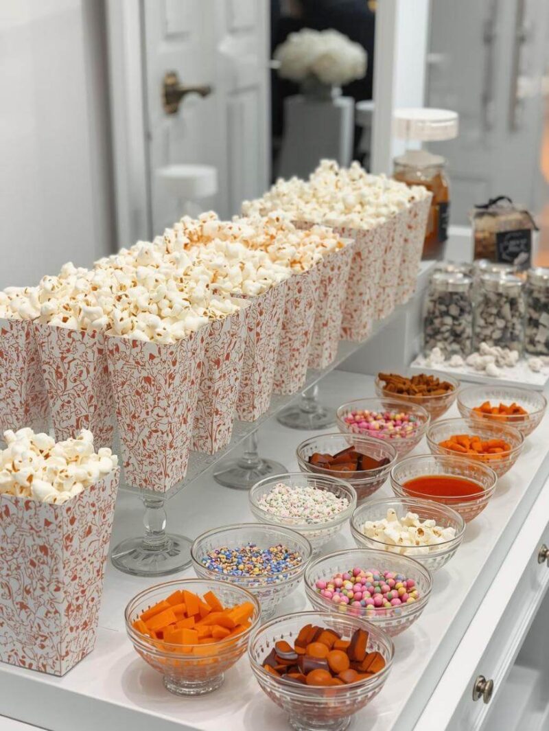 Popcorn Bar Display Popcorn Bar Ideas for Parties, Weddings, and Movie Nights