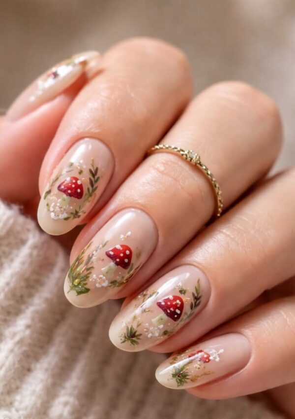 20+ Cottagecore Mushroom Nails You’ll Be Obsessed With