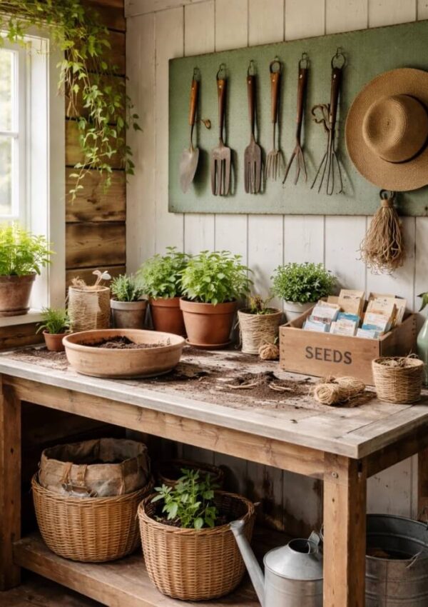 A potted plants on a table.