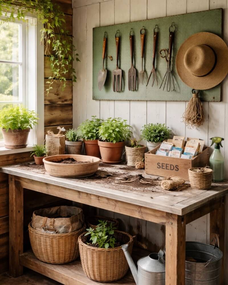 20+ Potting Shed Interior Ideas for a Beautiful Garden Workspace