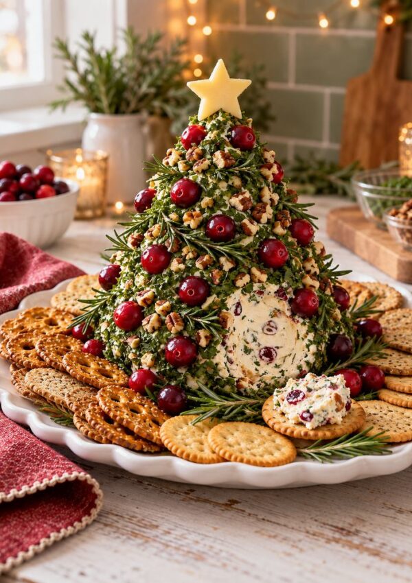 Christmas Tree Cheese Ball That Steals the Whole Appetizer Table