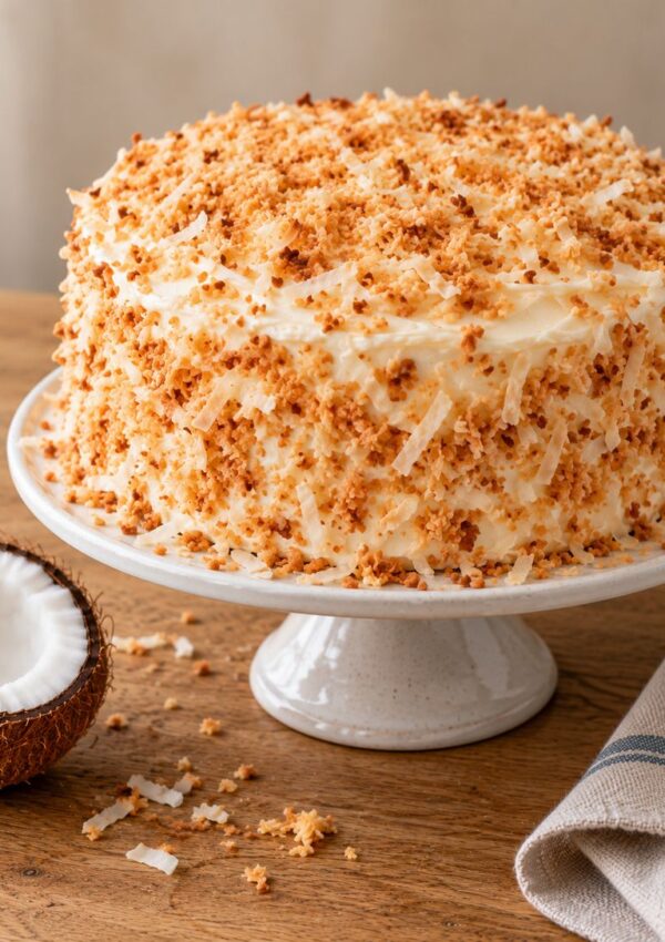 Coconut Cream Cake With Toasted Coconut Frosting